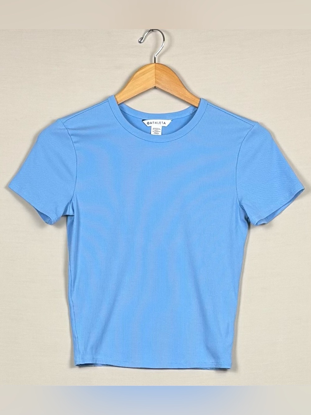 Athleta Signature Rib Crewneck Tee Blue Size Small Modal Blend NWT